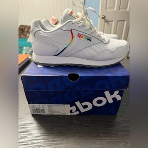 Reebok White Sneakers with Rainbow Accents